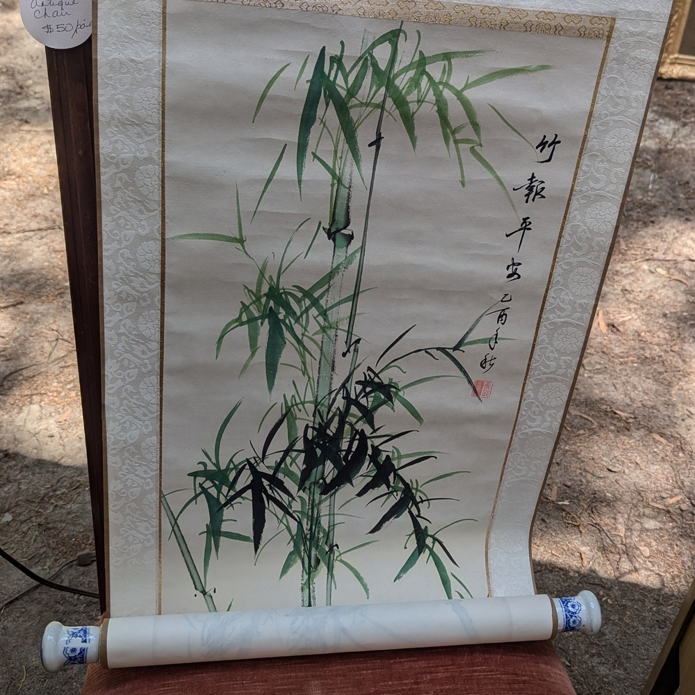 Elegant Green Bamboo Wall Scroll